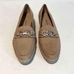 SALVATORE FERRAGAMO || Vintage Tan Suede Leather Espadrille. Sz. 6.5